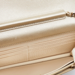 Chanel Gold Quilted Caviar Leather Classic Wallet on Chain