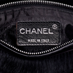 Pre Owned Chanel Black Lapin Rabbit Fur Shoulder Bag