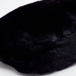 Pre Owned Chanel Black Lapin Rabbit Fur Shoulder Bag