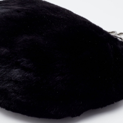 Pre Owned Chanel Black Lapin Rabbit Fur Shoulder Bag