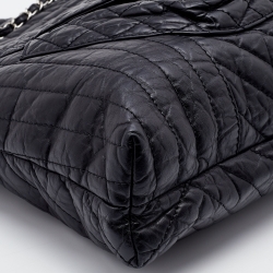 Pre Owned Chanel Black Quilted Aged Leather Karl's Cabas Tote