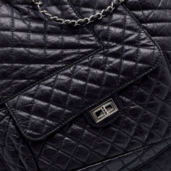 Pre Owned Chanel Black Quilted Aged Leather Karl's Cabas Tote