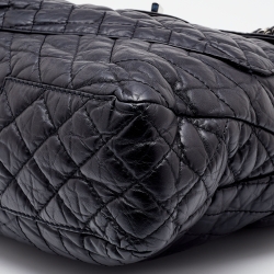 Pre Owned Chanel Black Quilted Aged Leather Karl's Cabas Tote