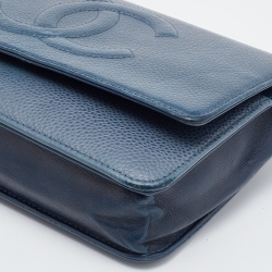Chanel Blue Caviar Leather Wallet On Chain
