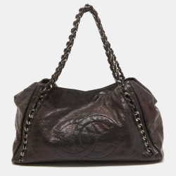 Pre Owned Chanel Black Leather Modern Chain East/West Tote 