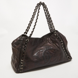 Pre Owned Chanel Black Leather Modern Chain East/West Tote 