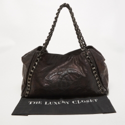 Pre Owned Chanel Black Leather Modern Chain East/West Tote 