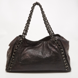 Pre Owned Chanel Black Leather Modern Chain East/West Tote 