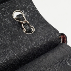 Pre Owned Chanel Black Quilted Caviar Leather Jumbo Classic Double Flap Bag