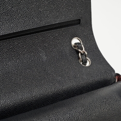 Pre Owned Chanel Black Quilted Caviar Leather Jumbo Classic Double Flap Bag