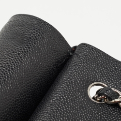 Pre Owned Chanel Black Quilted Caviar Leather Jumbo Classic Double Flap Bag