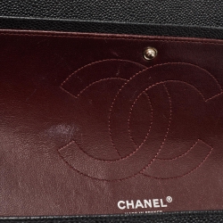 Pre Owned Chanel Black Quilted Caviar Leather Jumbo Classic Double Flap Bag