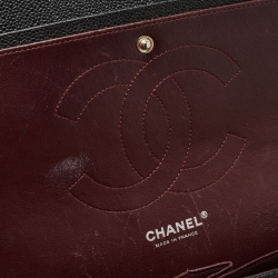 Pre Owned Chanel Black Quilted Caviar Leather Jumbo Classic Double Flap Bag