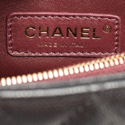 Pre Owned Chanel Black Quilted Caviar Leather and Lizard Embossed Small Coco Top Handle Bag
