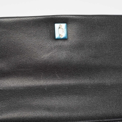 Pre Owned Chanel Black Quilted Caviar Leather and Lizard Embossed Small Coco Top Handle Bag