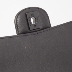 Pre Owned Chanel Dark Grey Patent Leather Single Flap Small Shoulder Bag