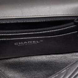 Pre Owned Chanel Dark Grey Patent Leather Single Flap Small Shoulder Bag