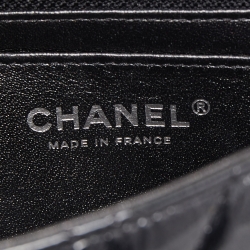 Pre Owned Chanel Dark Grey Patent Leather Single Flap Small Shoulder Bag