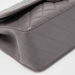 Pre Owned Chanel Grey Quilted Leather Jumbo Classic Double Flap Bag
