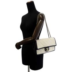 Chanel White/Black Lambskin vintage flap bag