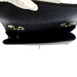 Chanel White/Black Lambskin vintage flap bag
