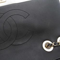 Chanel White/Black Lambskin vintage flap bag