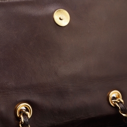 Pre Owned Chanel Brown Quilted Leather Vintage Flap Shoulder Bag