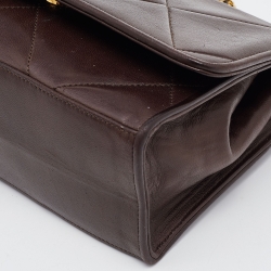 Pre Owned Chanel Brown Quilted Leather Vintage Flap Shoulder Bag