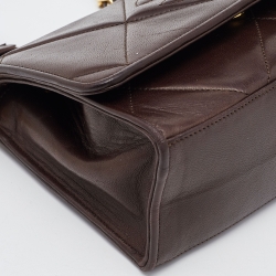 Pre Owned Chanel Brown Quilted Leather Vintage Flap Shoulder Bag