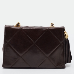 Pre Owned Chanel Brown Quilted Leather Vintage Flap Shoulder Bag