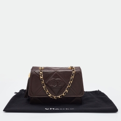 Pre Owned Chanel Brown Quilted Leather Vintage Flap Shoulder Bag
