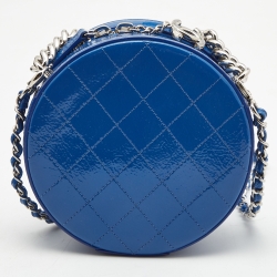 Pre Owned Chanel Blue Patent Leather Round as Earth Bag