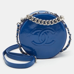 Pre Owned Chanel Blue Patent Leather Round as Earth Bag