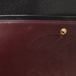 Pre Owned Chanel Black Quilted Caviar Leather Jumbo Classic Double Flap Bag