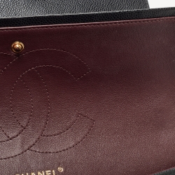 Pre Owned Chanel Black Quilted Caviar Leather Jumbo Classic Double Flap Bag