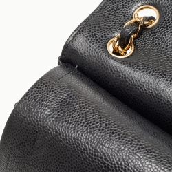 Pre Owned Chanel Black Quilted Caviar Leather Jumbo Classic Double Flap Bag