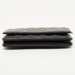 Pre Owned Chanel Black Quilted Lambskin Leather WOC Clutch Bag