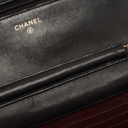 Pre Owned Chanel Black Quilted Lambskin Leather WOC Clutch Bag
