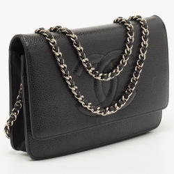 Pre Owned Chanel Black Caviar Leather CC Timeless Wallet on Chain
