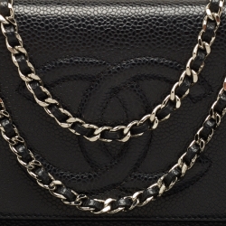 Pre Owned Chanel Black Caviar Leather CC Timeless Wallet on Chain