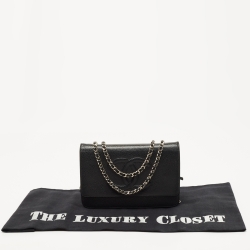Pre Owned Chanel Black Caviar Leather CC Timeless Wallet on Chain