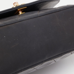 Pre Owned Chanel Black Quilted Leather Diana Flap Bag