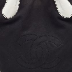 Pre Owned Chanel Black/White Canvas and Leather Vintage Olsen Hobo