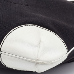 Pre Owned Chanel Black/White Canvas and Leather Vintage Olsen Hobo