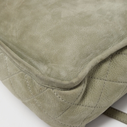 Pre Owned Chanel Mint Green Quilted Nubuck Maxi Natural Beauty Flap Bag