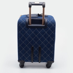 Chanel Blue Quilted Denim and Leather Coco Case Trolley