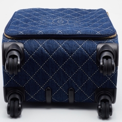 Chanel Blue Quilted Denim and Leather Coco Case Trolley