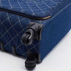Chanel Blue Quilted Denim and Leather Coco Case Trolley