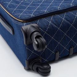 Chanel Blue Quilted Denim and Leather Coco Case Trolley
