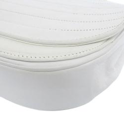 Pre Owned Chanel Vintage White Horizontal Quilted Leather Medium Crescent Flap Bag 